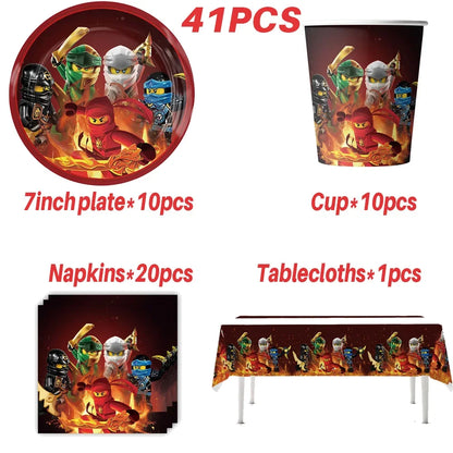 Neue Ninja Geburtstag Dekoration Supplie Ballon Geschirr Cartoon Banner Hintergrund Kuchen Dekoration Party Supplie Baby Dusche geschenk