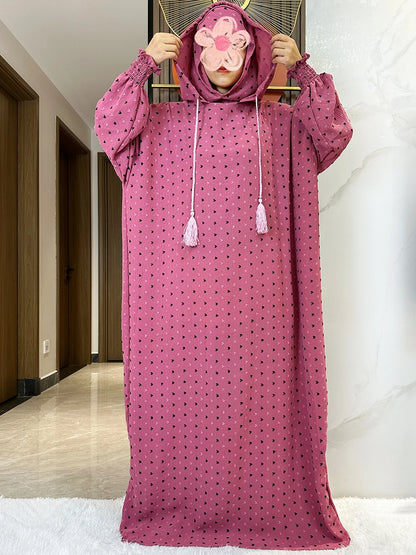 Latest Ramadan Soft Cotton Prayer Abaya Double Hats Dubai Turkey Islam Prayer Clothes Fabric Dresses Islam Women Dress Kaftan