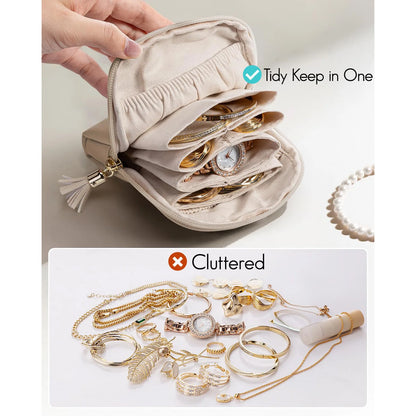 Tassel Jewelry Packing Bag PU Leather Rings Necklace Mini Cosmetic Bag Large Capacity Organizer Jewelry Storage Case Travel.
