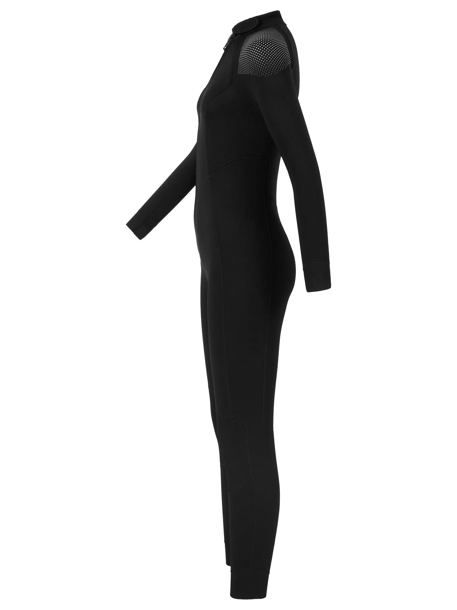 Women 3mm Neoprene One-Piece Thermal Wetsuit Mock Neck Long Sleeve Front Zipper Jumpsuit for Swimming Surfing Snorkeling Diving.