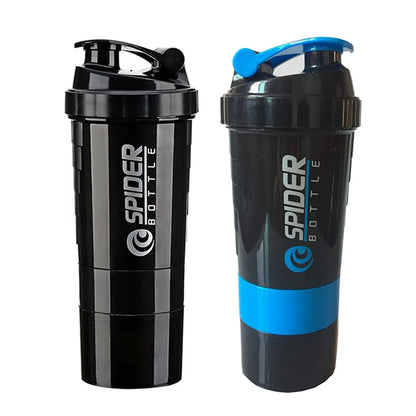 3 Layers Shaker Protein Bottle Powder Shake Cup Water Bottle Plastic Mixing Cup Body Building Exercise Bottle.