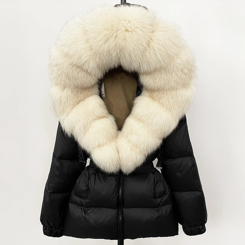 OFTBUY 2025 Winter Kleidung Puffer Jacke Frauen Echt Fox Pelz Mit Kapuze Dicke Warme 90% Weiße Ente Unten Mantel Weibliche Parkas wasserdicht