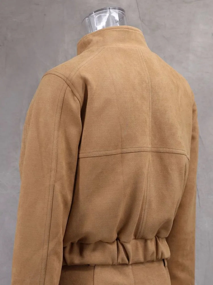 Retro-Jacke, modisch, Frühling und Herbst, lässig, lockere Tasche, langärmelig, trendig, cool, vielseitig, hochwertige Damen-Kurzjacke