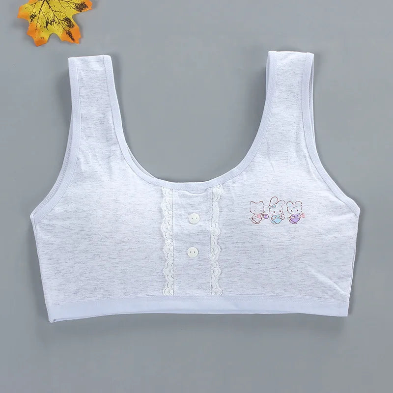 One Size Cartoon Print Girl Bra Sports Exquisite Cute Rabbit Top Underwear Young Puberty Small Training Bra 12-16Y Lingerie.