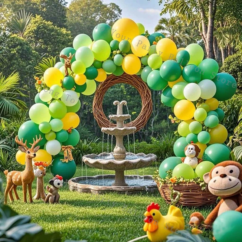 Dschungel Ballon Girlande Bogen Kit Grün Metall Konfetti Ballon Dschungel Safari Thema Party Geburtstag Dekoration Baby Dusche Globos.
