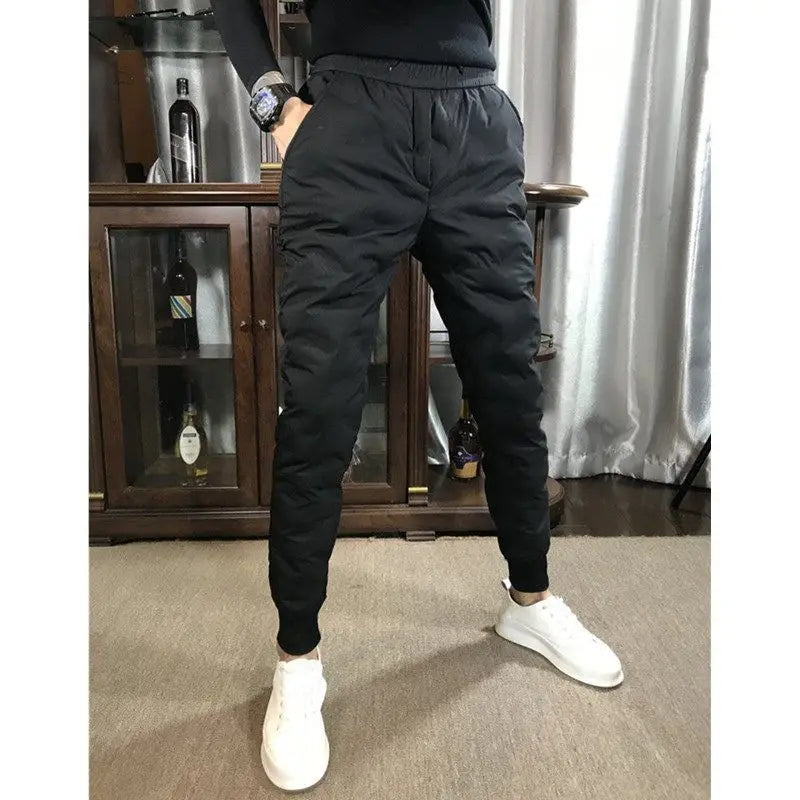 2022 New Men Shiny Winter Down Pant Thick Warm Sweatpants Casual Trousers Slim Outdoor Windproof Waterproof Cotton Pants