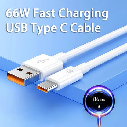 Fast Charging USB Type C Cable 66W/40W Mobile Phone Charging Cable 6A/5A for Xiaomi Redmi POCO Huawei Honor OPPO VIVO.