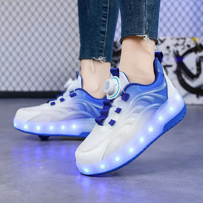 Two Wheels Children's Led Light Roller Skate Shoes For Kids Boys Girls Glowing Sports Luminous Sneakers Skateboard USB Charging.