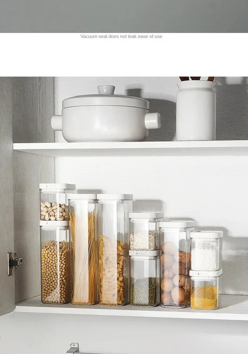 Clear Food Grade Plastic Storage Jar Airtight Seal for Kitchen Snacks Cereals Beans Kitchen Storage Organizer Kitchen Storage.