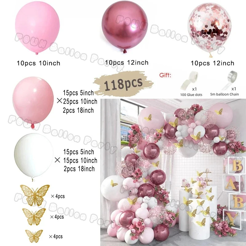 Erröten Retro Rosa Elfenbein Weiß Luftballons Girlande Bogen Kit für Geburtstag Party Hochzeit Baby Dusche Dekorationen Party Ballon Liefert.