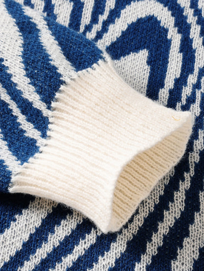 New Popular Street Ripped Abstract Starry Sky Pattern Pullover Ripped Sweater Casual Round Neck Knitted Men's Pullover