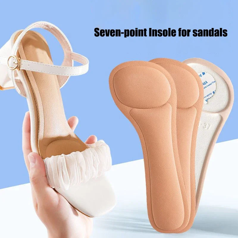 Self-adhesive Insoles for High-heeled Sandals Women Comfort Sweat-absorbent Shoe Sole Anti-Slip Memory Foam Seven-point Shoe Pad.