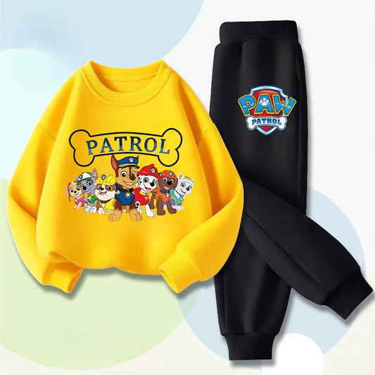 PAW Patrol Boys Long Sleeved Pullover Long Pant Two Piece Set Spring New Children's Hoodies Set Kids Casual Sweatsuit.