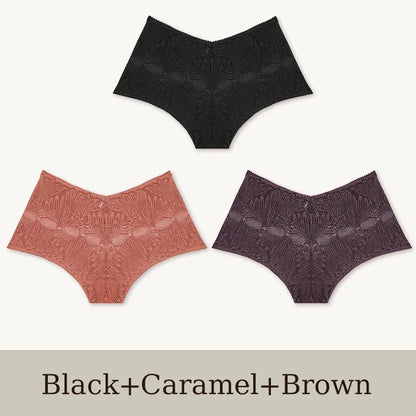 3Pcs Women's Seamless Lace Briefs Women Plus SizePanties Solid Color Breathable Underwear Female Low Waist Soft Lingerie S-XL.