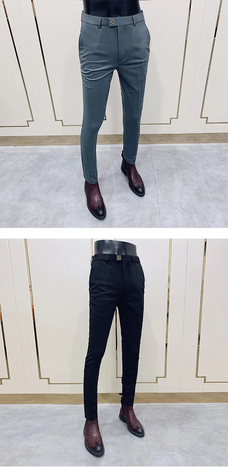 Men Suit Pants Dress Pantalone Hombre Stretch Slim Formal Trousers Calça Masculina Solid Color Casual Pants Fashion Men Clothing