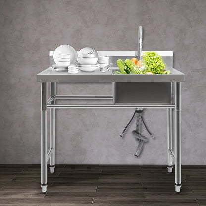 [Edelstahlspüle] 201 Edelstahlspüle – 100 x 60 x 93 cm – für gewerbliche Räumlichkeiten – tiefes Becken