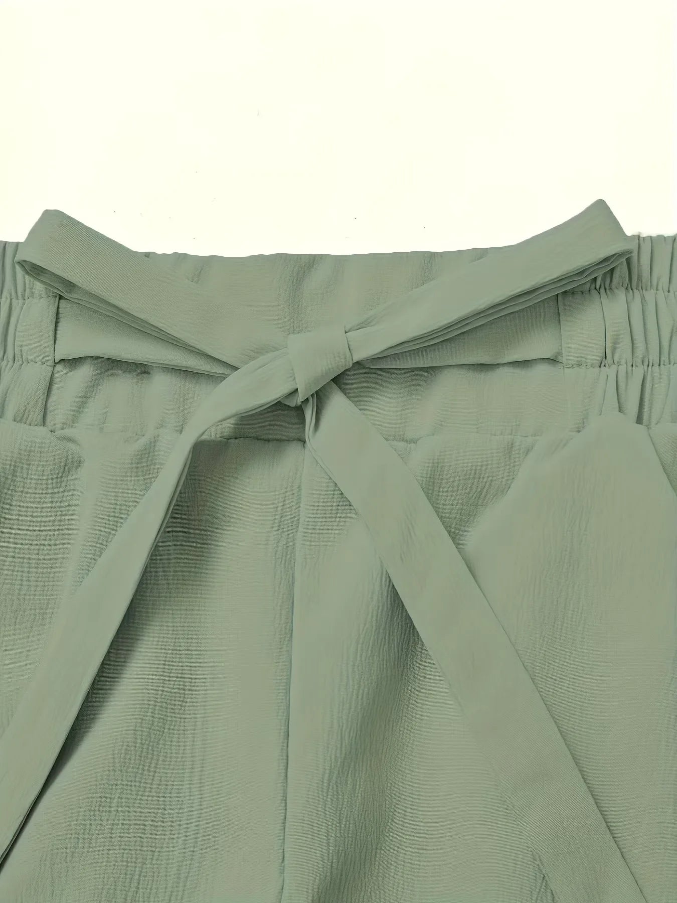 Women's fashion elegant suspender trousers set solid color casual elegant fake belt cw32369.