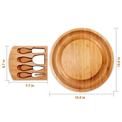 Bamboo Cheese Board Set With Cheese Knife Portable Outdoor Dinner Plates Hotel Restaurant Decoration Accessories Bread Tray set.