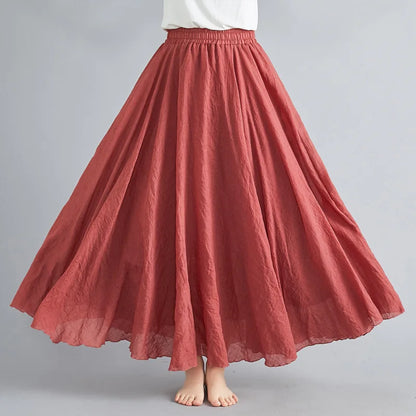Fashion Clothes Women Clothing Skirts Vintage Y2k Elegant Streetwear Bohemian Cotton Linen Casual Vestido De Festa Long Skirt.