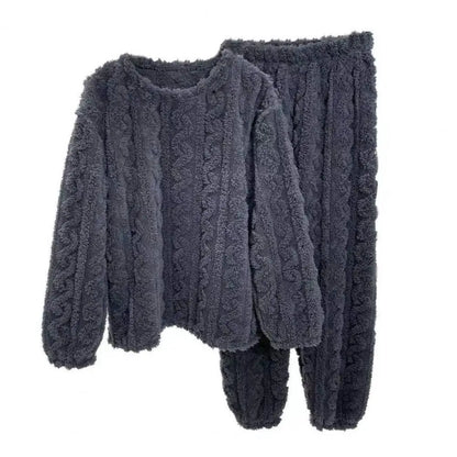 Winter-Pyjama-Set, stilvolles Winter-Pyjama-Set für Damen, warmer Plüsch, 2-teilige Nachtwäsche, bequeme Pullover-Hose für den Herbst