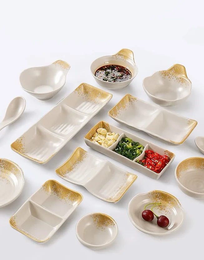 1Pc Thickened Melamine Tableware Not Easily Broken Plastic Barbecue Plate Merchant Dining Plate Household Kitchen Accessories.