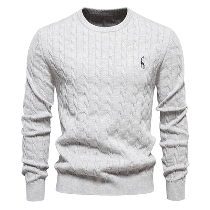 2024 High-quality Men's Sweater Pullover New Deer Embroidery Solid Color Knitted Sweater Men's Knit Sweaters  Men Clothing