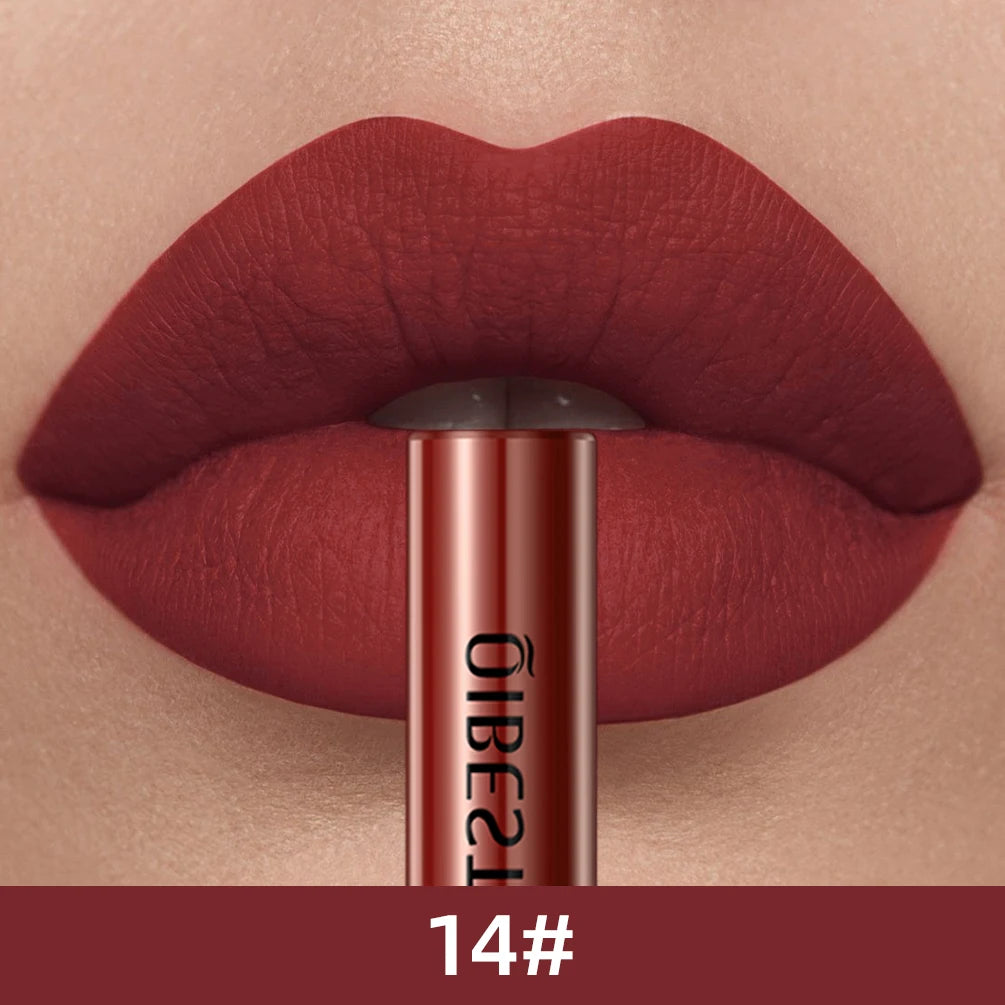 QIBEST Matte Liquid Lipstick Waterproof Long Lasting Lip Gloss Velvet Mate Nude Red Tint Tube Lipsticks Lipgloss Makeup Cosmetic