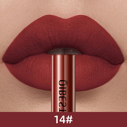 QIBEST Matte Liquid Lipstick Waterproof Long Lasting Lip Gloss Velvet Mate Nude Red Tint Tube Lipsticks Lipgloss Makeup Cosmetic
