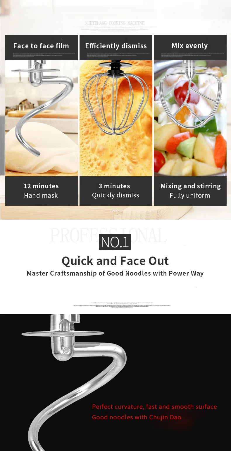 DIVEDEER 5L Multifunctional Chef Machine  Automatic Dough Kneader, Flour Mixer, Blender & Egg Whisker for Household Use.