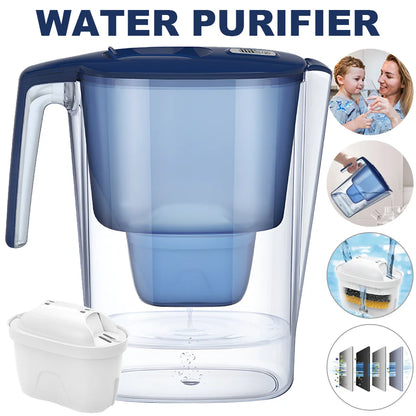 Household Filter Kettle with 6 Filter Device Activated Carbon Water Purifier and Filter Cartridges Non-toxic Filter Wate 3.6L.