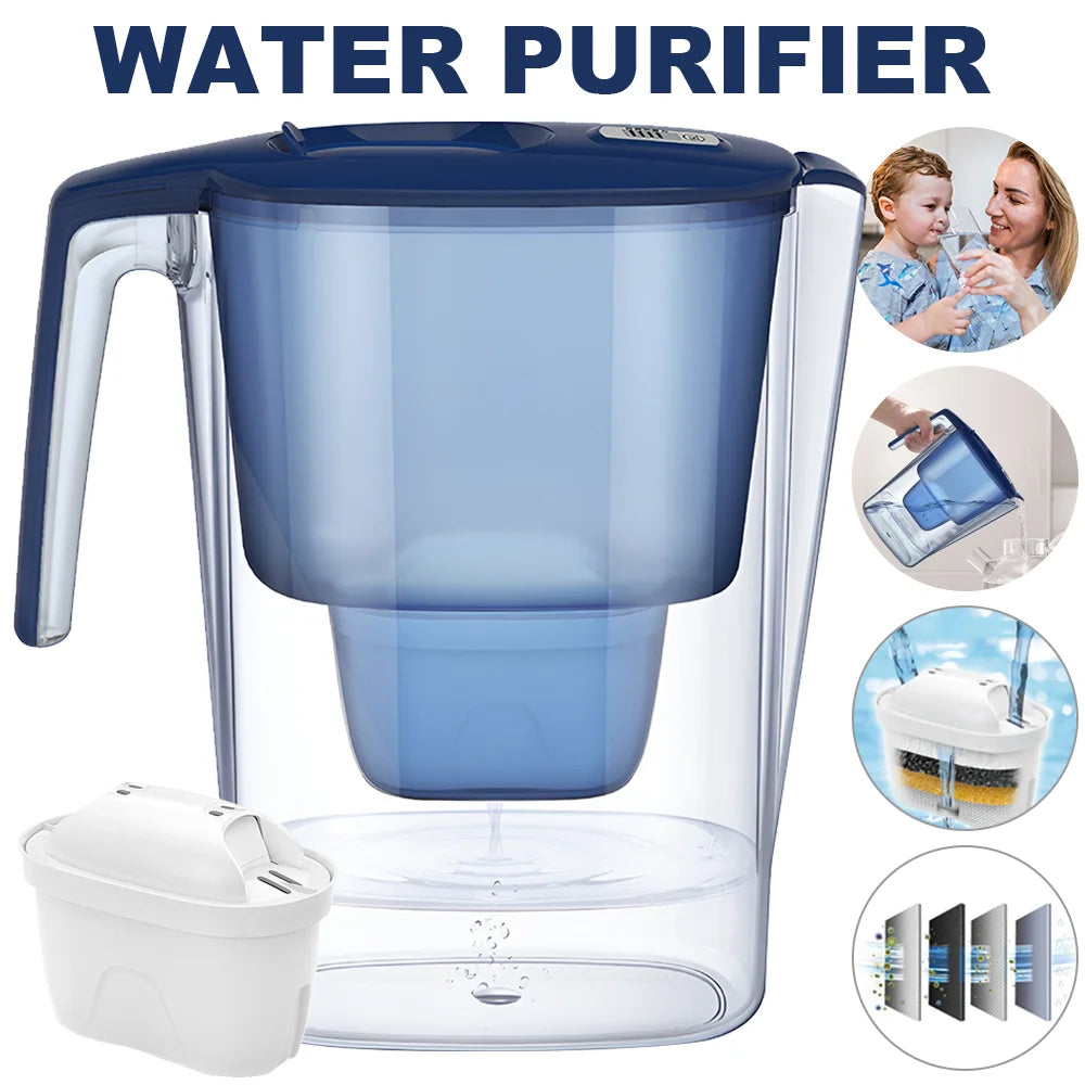 Household Filter Kettle with 6 Filter Device Activated Carbon Water Purifier and Filter Cartridges Non-toxic Filter Wate 3.6L.