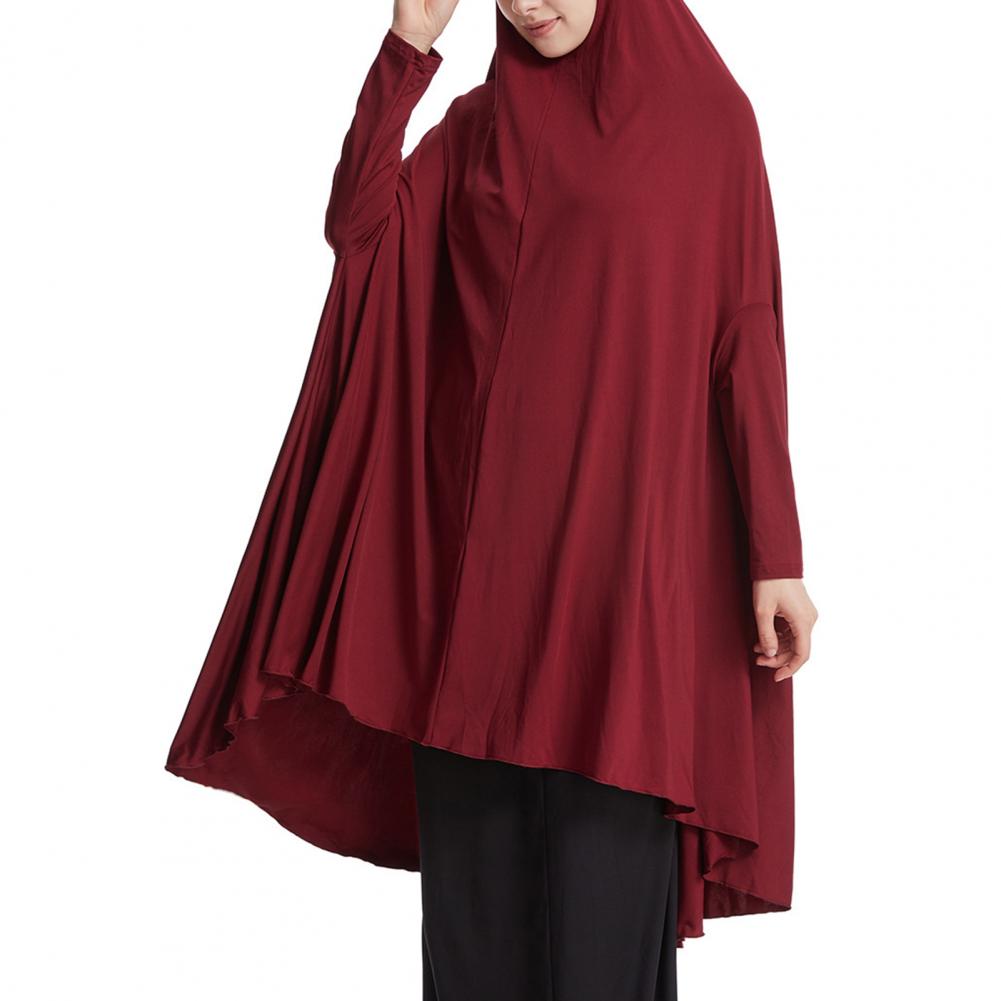 2 pieces Women Robe Middle East Arab Vintage Full Cover Long Sleeve Robe Pleated Hem Muslim Hijab Robe with Hooded Maxi Robe.