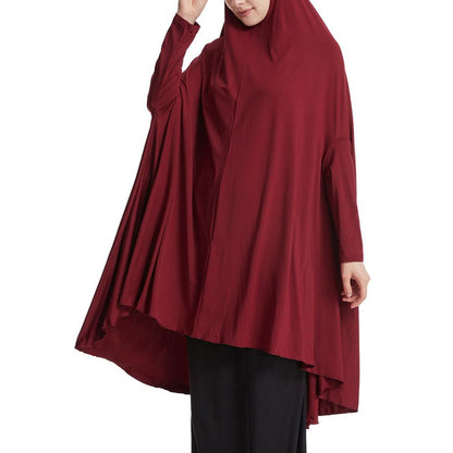 2 pieces Women Robe Middle East Arab Vintage Full Cover Long Sleeve Robe Pleated Hem Muslim Hijab Robe with Hooded Maxi Robe.