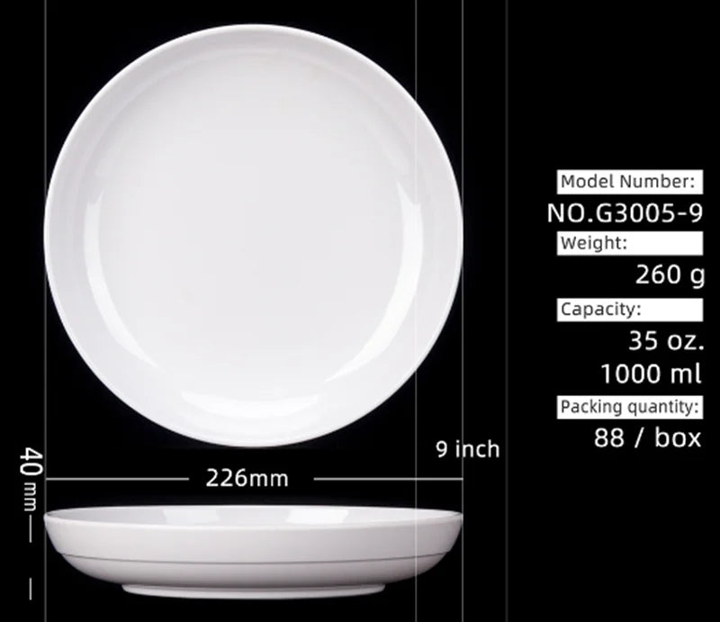 Deep Round Melamine Dinner Plates White Hotel Serving Tray Table Dishes Imitation Porcelain Dishes to Eat Kitchen Dining Sets.