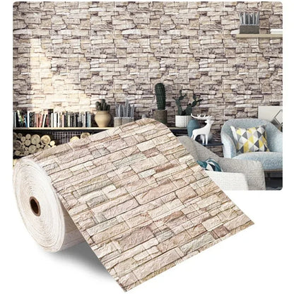 70cmx10m Self-adhesive Wallpaper Decoration Antique Foam Brick Wallpaper Living Room Bedroom Waterproof 3D Wall Sticker