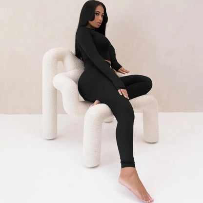 Dulzura Women 2024 Autumn Winter Long Sleeves Crop Tops Long Pants Two Piece Matching Sets Tracksuit Wholesale Items S3613114K.