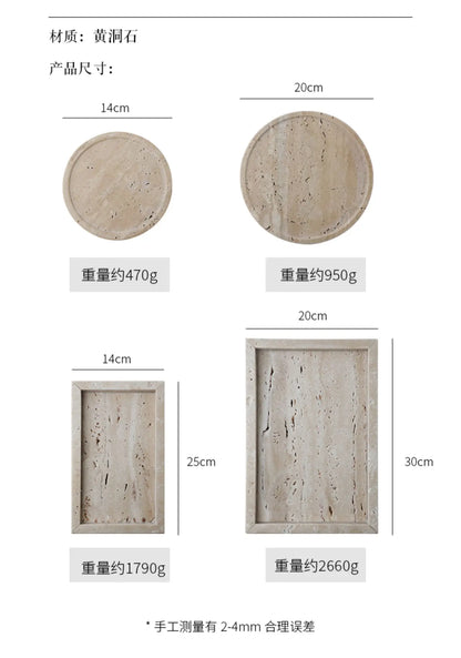 Minimalism Marble Tray for Perfume Candles Jewelry Travertine Stone Vanity Tray for Dresser Countertop Coffee Table Serving.