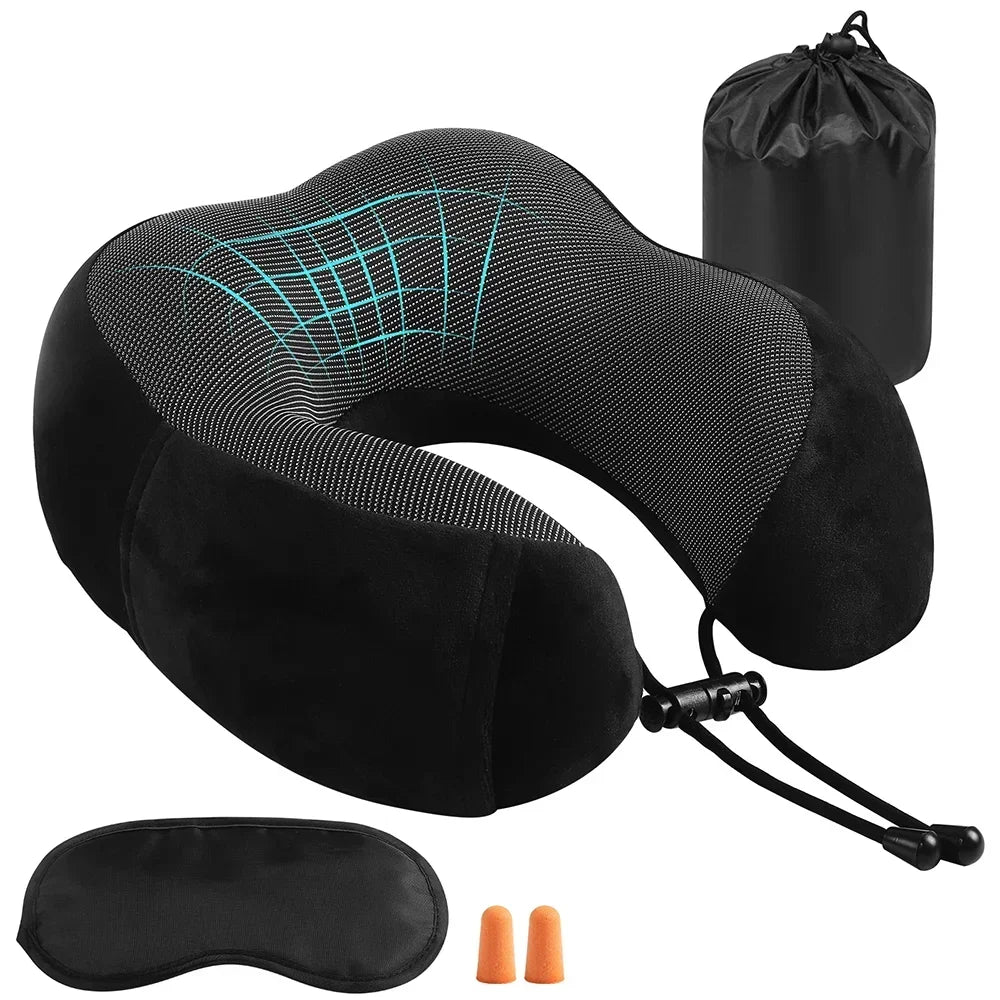 Memory Foam U-shaped Neck Pillow Neck Cushion Soft Neckrest Pad  Portable Travel Pillow Cervical Healthcare Massage Neck Pillow.