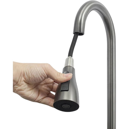 BYMAOCAR Edelstahlspüle, Küchenspüle mit ausziehbarem Wasserhahn, Haushaltsspülbecken-Set, Edelstahl-Wasserfallspüle 68 x 45 x 21 cm