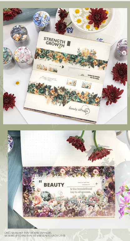 50mm*2m PET Natural Plant Flowers tape Sticker Decorative collage Adhesive Diy Scrapbooking hand made Masking tape.