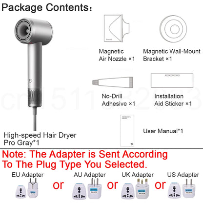 XIAOMI MIJIA High‑Speed Hair Dryer Pro,110k RPM,70 m/s Air,8 Airflow Modes,50 °C Constant Temp,200M Ions,CN Version With Ada.