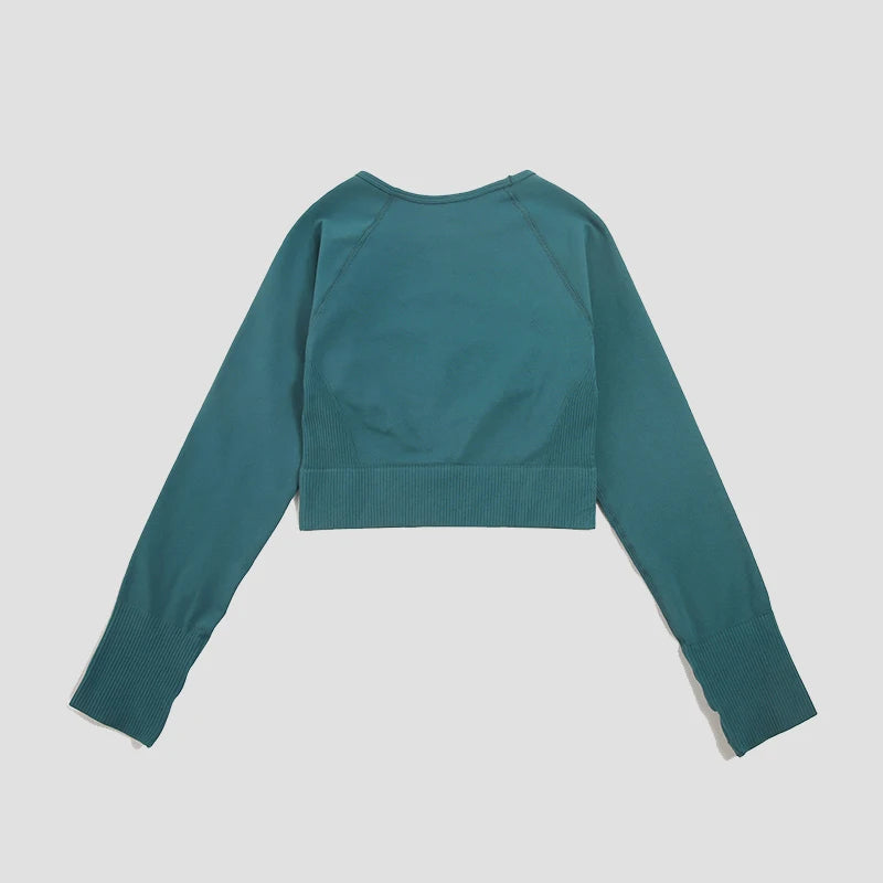 Women's Shirt Seamless Crop Top Fitness Shirts Long Sleeve Sports Top Woman Yoga Tops Activewear With Thumb Hole Sportswear.