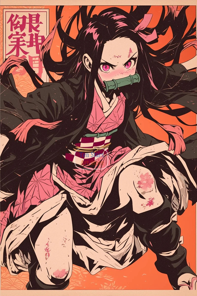 Tanjiro Kamado Nezuko Kamado Inosuke Shinobu Kocho Demon Slayer Poster Canvas Painting Wall Pictures Home Room Decor Anime Gifts.