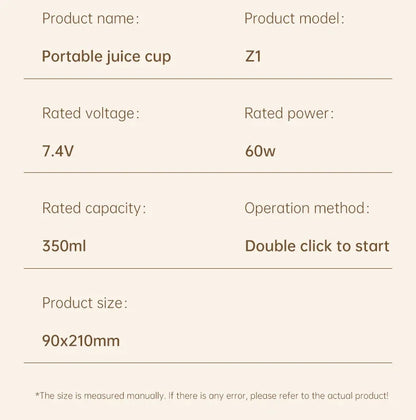 Portable Multi-function USB Wireless Juicer 12-blade Head Fast Juice Extraction 2600mAh Capacity Indoor and Outdoor Mixing Cup