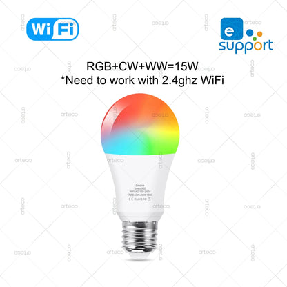 EWelink E27 E14 GU10 Smart Bulb WiFi Zigbee, dimmbare LED-Glühbirne RGB CW-Lampe funktioniert mit Alexa Amazon Google Home Yandex Alice.