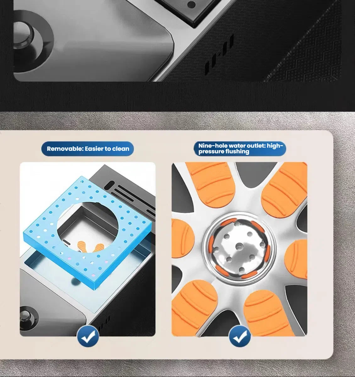 Large Single Slot Waterfall Stainless Steel Kitchen Sink With a Knife Holder and Trash Can Household Vegetable Washer Basin