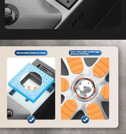 Large Single Slot Waterfall Stainless Steel Kitchen Sink With a Knife Holder and Trash Can Household Vegetable Washer Basin