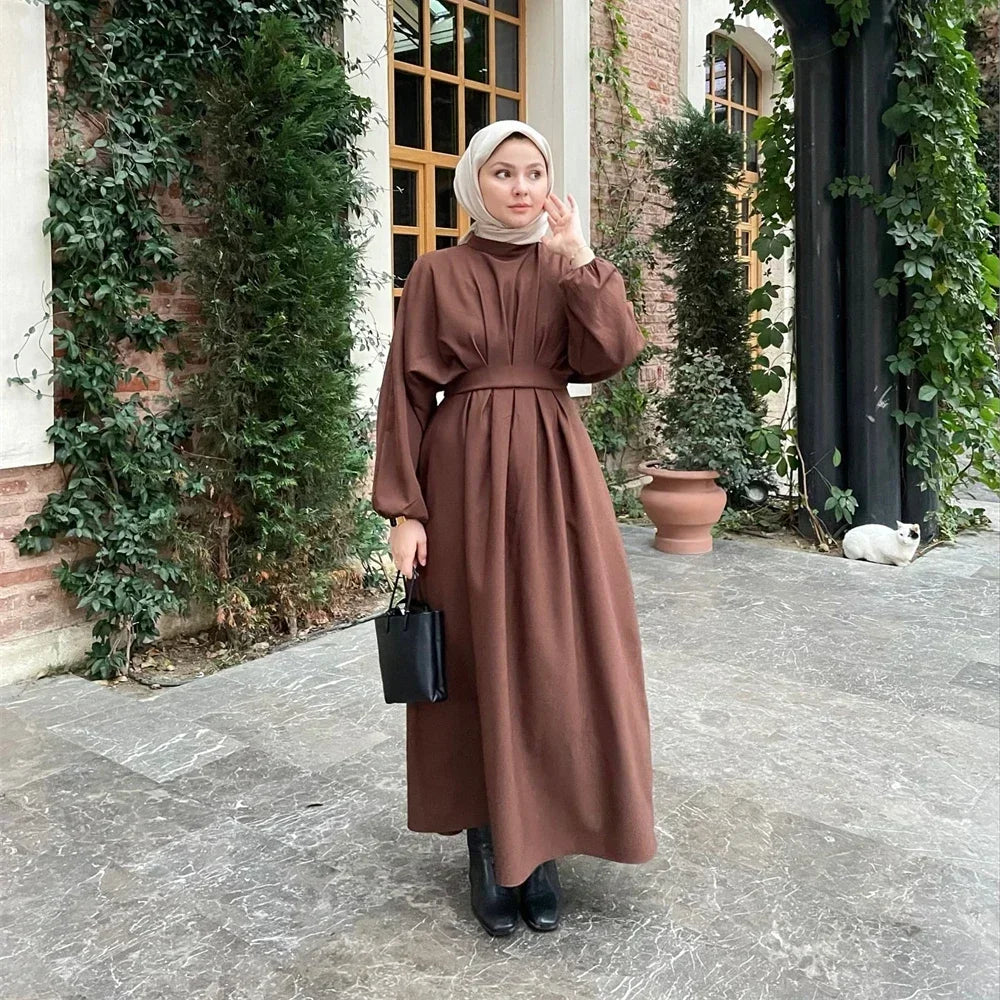 Ramadan Linen Abaya Dubai Turkey Islam Muslim Modest Dress Kaftan Prayer Clothes For Women Kebaya Robe Arabe Femme Musulmane.