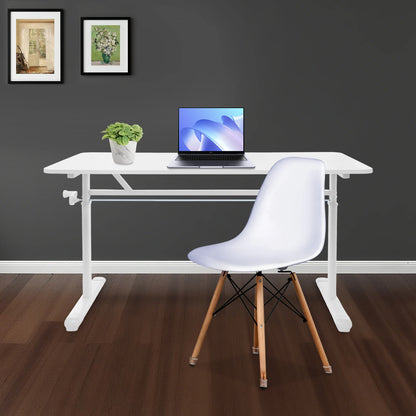 Höhenverstellbarer Schreibtisch, Heimbüro, Schreibtisch, manuell höhenverstellbarer Stehschreibtisch, weiß, 65–90 cm, höhenverstellbar