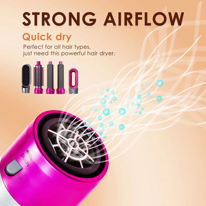 Hair Dryer 5-In-1 Electric Hair Comb Negative Ion Straight Curler Brush Blow Dryer Air Comb Removable Brush Kit Tool.